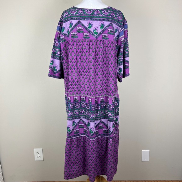 Vermont Country Store Midi Dress 2X Purple Floral Pockets Peasant Boho Prairie - Picture 5 of 13